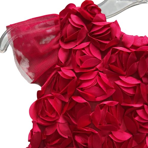 NEW Nanette Formal Party Dress Red Short Sleeve Rose Flower Princess Tulle‎ - 4T - Picture 5 of 14